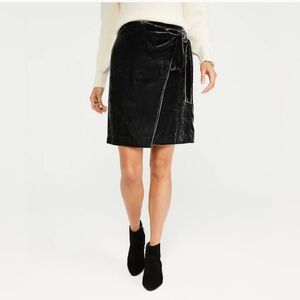 Ann Taylor Velvet skirt with tie detail in the front.  Pretty deep grey, purple